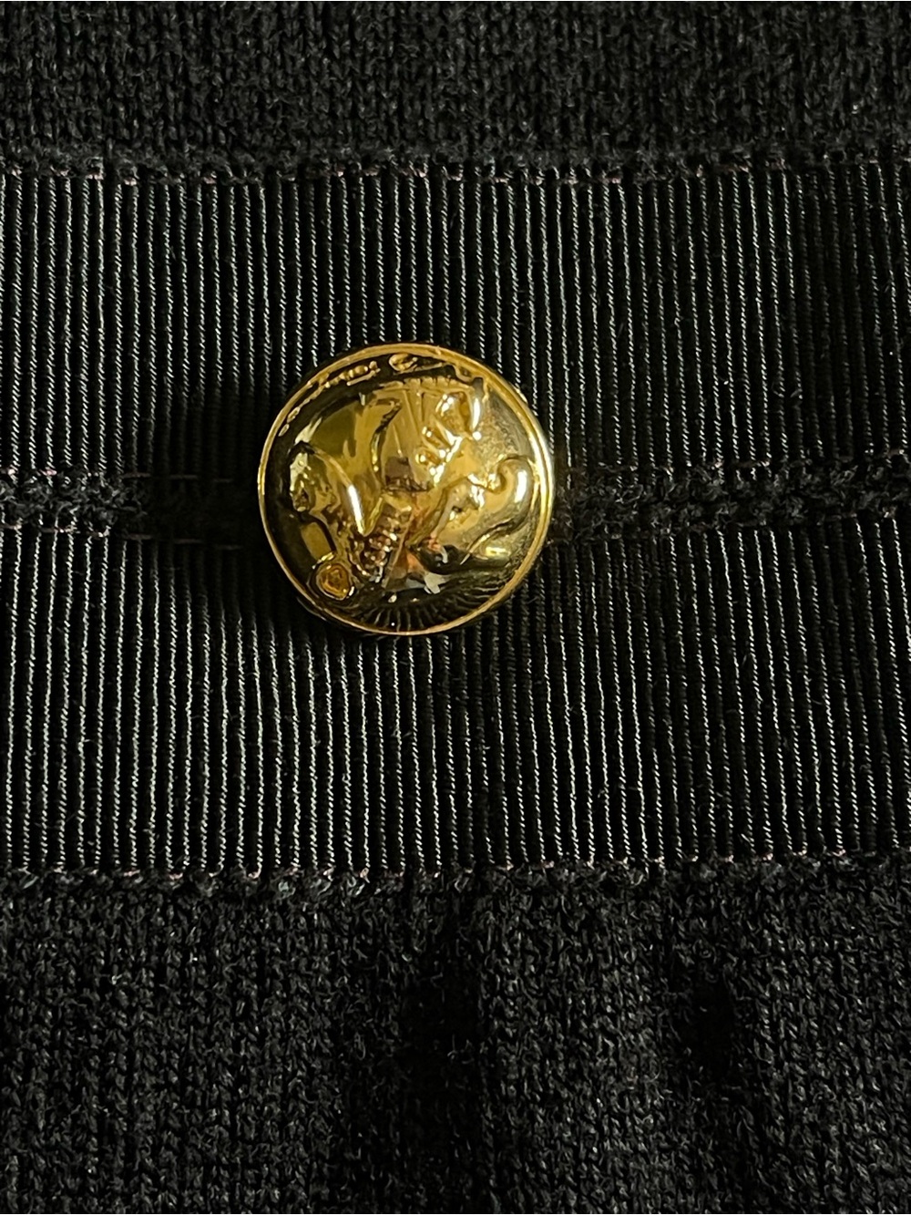 Vintage Salvatore Ferragamo Black Virgin Wool Top S Gold Gancini Buttons - Picture 5 of 10